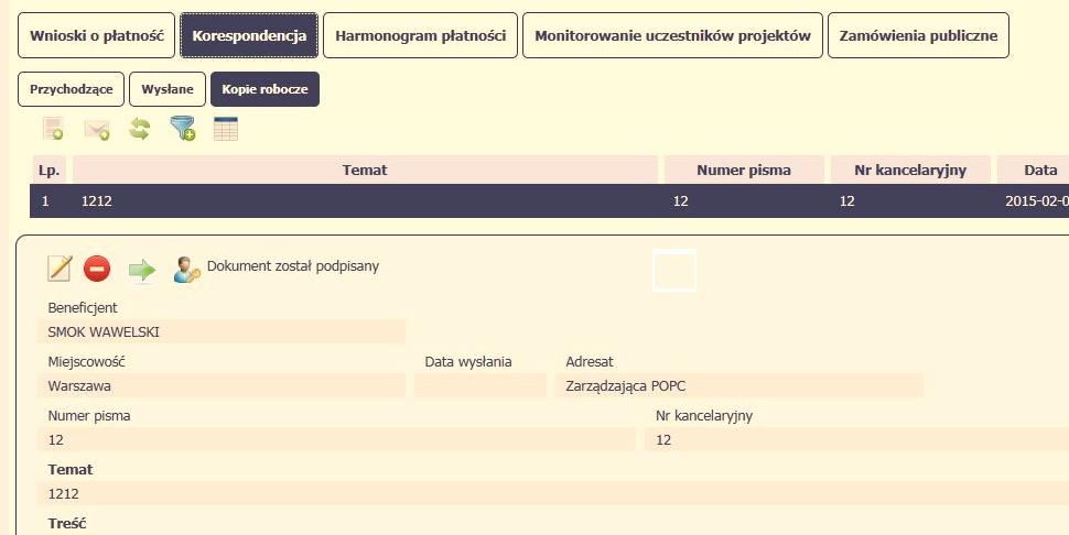 Możesz teraz wysłać podpisane pismo. W bloku podglądu danego pisma wybierz funkcję Wyślij 6.1.8.