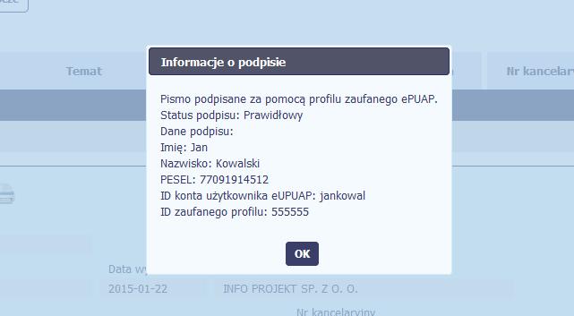 To pole tekstowe, w którym możesz dodać wszelkie informacje dotyczące pisma przekazanego przez instytucję. Możesz wprowadzić do 500 znaków. 6.1.9.