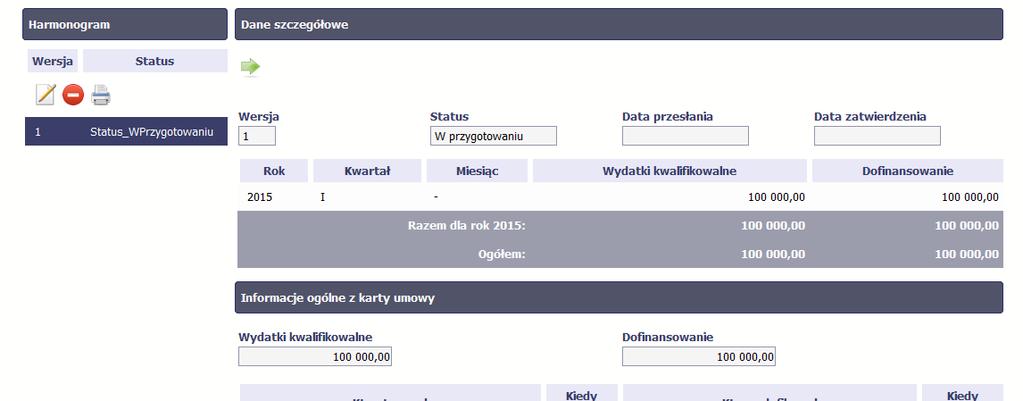 Zapisany harmonogram może być: Edytowany za pomocą funkcji Edytuj Usunięty za pomocą funkcji Usuń