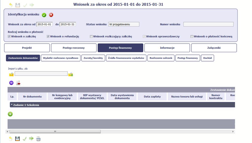 Import pliku Jeżeli zdecydujesz się tworzyć zestawienie dokumentów poza systemem w osobnym pliku xls, możesz uzyskać jego wzór bezpośrednio z systemu.