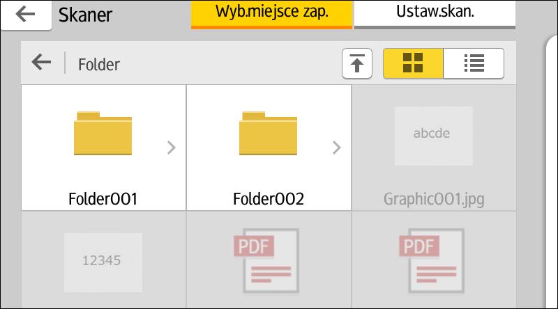 5. Print Zapisywanie skanów w urządzeniu pamięci masowej 1. Naciśnij przycisk [Ekran główny] ( ) u dołu ekranu (na środku). 2. Naciśnij ikonę [Drukuj/skanuj (Urządzenie pamięci masowej)]. 3.