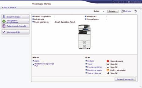 8. Web Image Monitor W tym rozdziale przedstawiono często używane funkcje programu Web Image Monitor oraz sposób jego działania.