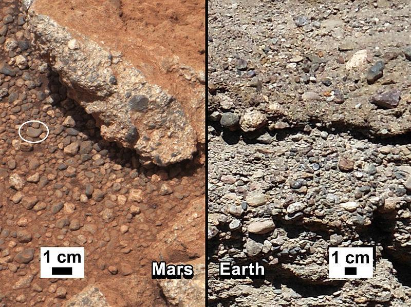 Ślady płynącej cieczy na Marsie (4) Łazik Curiosity na Marsie dotarł do pozostałości po korycie