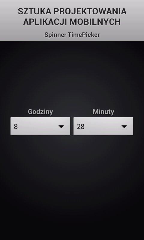 Spinner TimePicker + ekspresowa implementacja -