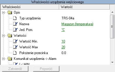 2) W oknie Właściwości urządzenia... poprzez wpisanie nowych wartości lub wybór odpowiedniej opcji można zmienić żądane parametry. Dla urządzeń wejściowych (Rys. 3.