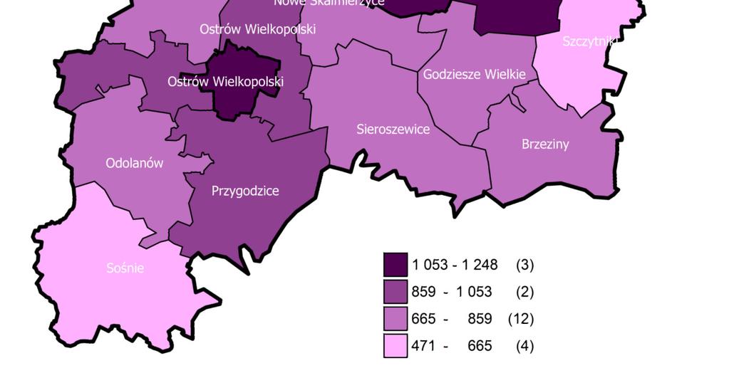 dla Wielkopolski (1164,6). W latach 2009 2014 niniejszy wskaźnik rósł w Aglomeracji szybciej niż w kraju i w regionie.