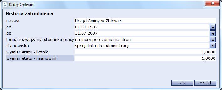 36 Materiały dla uczestnika szkolenia Wprowadzanie danych kadrowych We wcześniejszych ćwiczeniach wprowadziliśmy podstawowe dane osobowe pracowników oraz zarejestrowaliśmy kilka umów