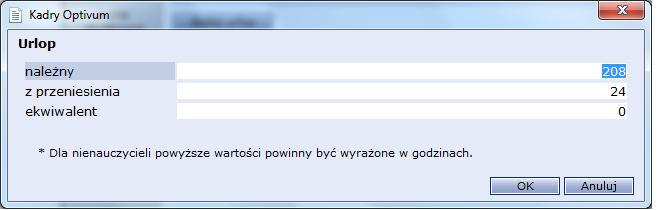 Ewidencja czasu pracy 51 na liście osób zaznaczaj kolejne nazwiska i sprawdzaj, jaki wymiar urlopu z przeniesienia został zapisany w poszczególnych kartotekach, uzupełnij dane dotyczące urlopu