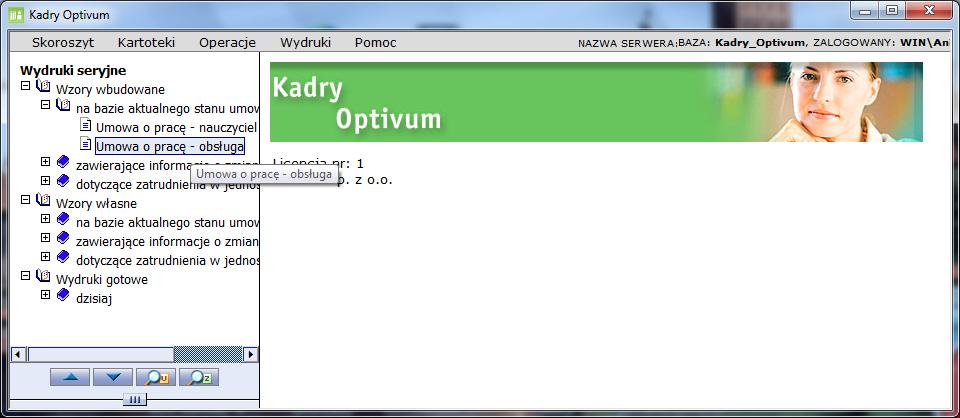 Przygotowywanie wydruków seryjnych, list i zestawień 71 Przygotowywanie wydruków seryjnych, list i zestawień Po wprowadzeniu danych do programu i zewidencjonowaniu umów pracowników można przygotować