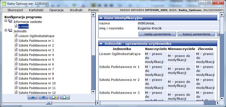 8 Materiały dla uczestnika szkolenia o przesuwanie po gałęziach drzewa danych w górę i/ lub dół. menu programu drzewo danych suwaki prawy panel Prawy panel ekranu zbudowany jest z sekcji.