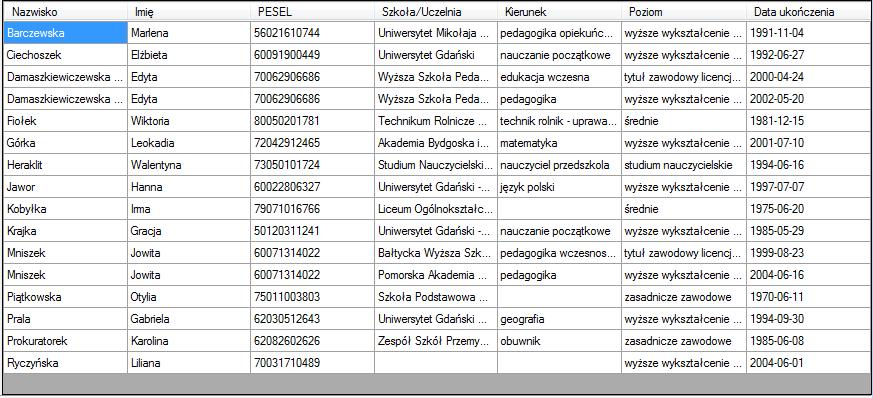 parametrów. 7. Możesz wyeksportować dane do pliku.