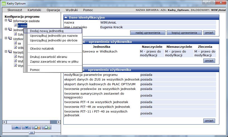 Od czego zacząć 9 Temat 2 Wprowadzanie danych jednostek organizacyjnych Pierwsza czynnością, jaką należy wykonać rozpoczynając pracę z programem, jest zarejestrowanie jednostki (jednostek).