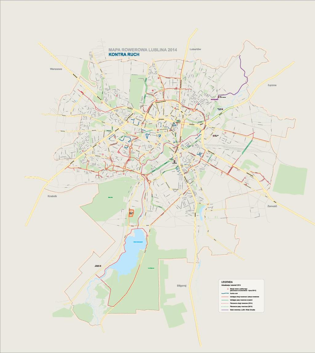 Rys. 3.1 Mapa rowerowych Lublina.