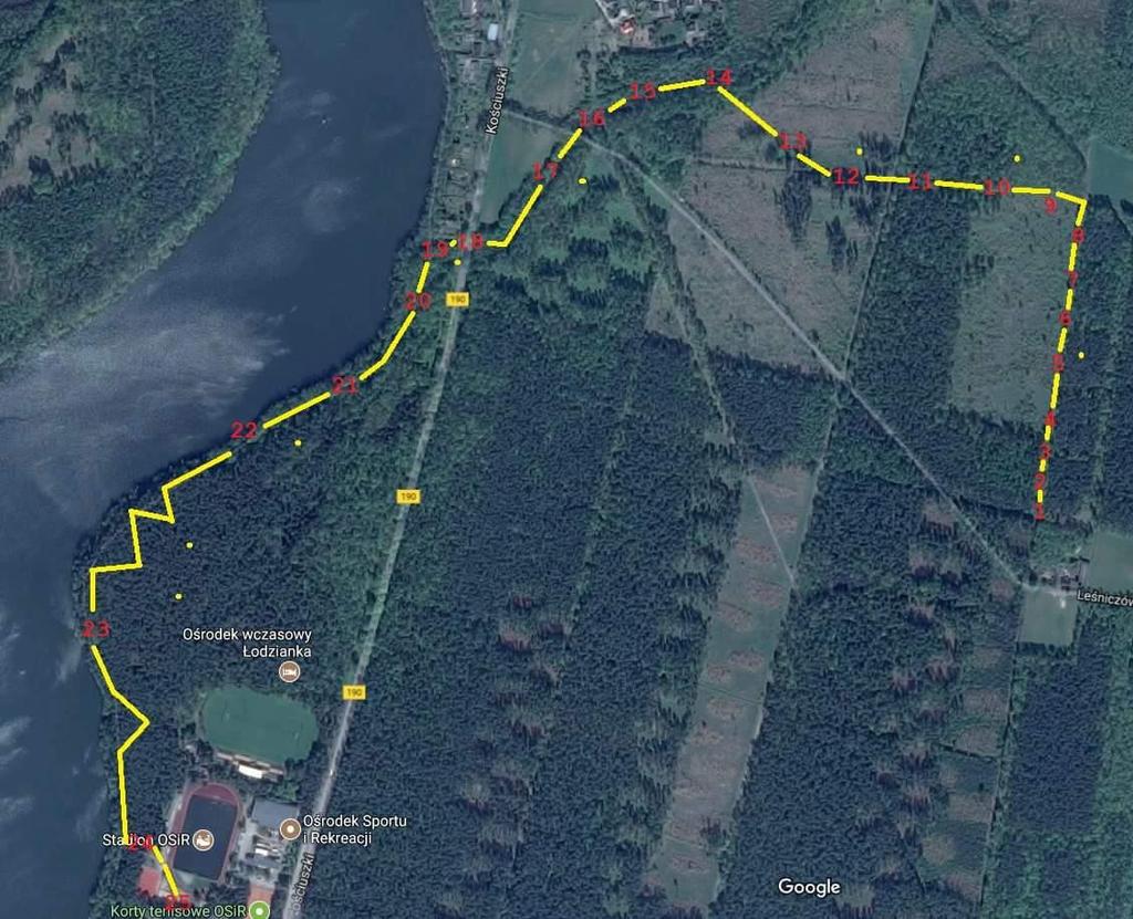 Załącznik nr 1 Trasa Biegu z opisem przeszkód 1. START 2. Bieg przez opony 3. Ścianka skośna 4. Przerzucanie opony 5. Linowy domek 6. Belki skośne 7. Ciągnięcie płyty 8. Przeciskanie przez opony 9.