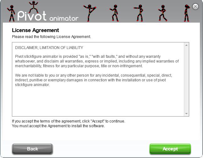 [4/14] Wykonywanie animacji komputerowych na Musimy zaakceptować umowę licencyjną, w której jest mowa o tym, że autorzy programu Pivot nie