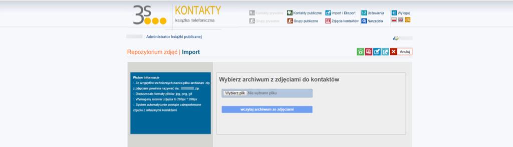 5.3. IMPORT ZDJĘĆ PUBLICZNYCH Pozwala na import dużej ilości zdjęć jednocześnie z pliku ZIP 5.4.