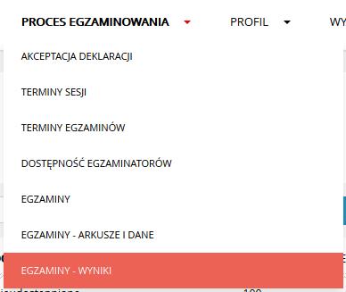 Rys. 52 Menu górne: Egzaminy wyniki 2. Wprowadza kryteria wyszukiwania: sesja, kwalifikacja i naciska przycisk Szukaj. Rys. 53 Egzaminy wyniki: Szukaj 3.