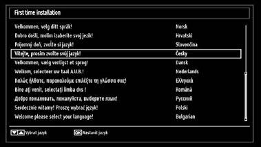 První instalace DŮLEŽITÉ: Před zapnutím TV pro první instalaci se ujistěte, zda je zapojená anténa. Při prvním spuštění TV vás bude postupem provádět průvodce.