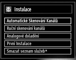 Pro výběr jazyka použijte tlačítka nebo a potvrïte OK tlačítkem. Po vybrání jazyka se zobrazí uvítací obrazovka vyžadující výběr Země,Teletextového jazyka a Skenování kódovaných kanálů.