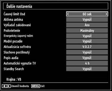 Pre zvolenie zdroja stlačte tlačidlá alebo. Použite tlačidlo alebo pre aktiváciu alebo deaktiváciu zvoleného zdroja. Zmeny sa automaticky uložia.