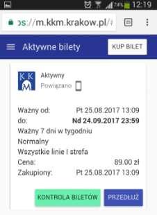 Od tej pory na tym urządzeniu i tej przeglądarce można poddawać się kontroli biletowej. KONTROLA BILETOWA 1.