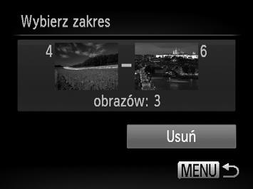 Usuwanie zdjęć Wybieranie pojedynczych zdjęć Wybierz opcję [Wybierz]. Wykonaj czynności podane w punkcie 2 na str. 143, wybierz opcję [Wybierz], a następnie naciśnij przycisk m. Wybierz zdjęcie.