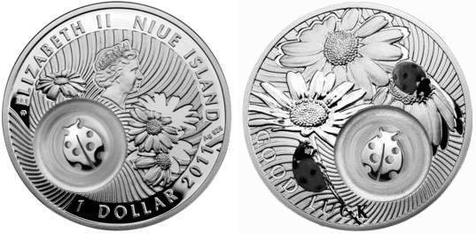 2 Dolary Słonik, seria: Monety na szczęście Emisja: wrzesień 2012 Średnica: 41 mm Zdobienie: element filigranowy,