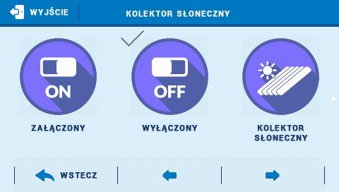 3.6. KOLEKTOR SŁONECZNY Funkcja ta umożliwia ustawienia parametrów kolektora słonecznego oraz zbiornika akumulacyjnego. Załączony Załączony tryb automatycznego sterowania.