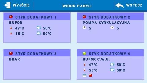 1,2,3 Status zaworów dodatkowych 1,2 Status pomp Status