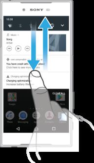 Jak otworzyć lub zamknąć panel powiadomień 1 Aby otworzyć panel powiadomień, przeciągnij pasek stanu w dół lub stuknij go dwukrotnie. 2 Aby zamknąć panel powiadomień, przeciągnij lub muśnij go w górę.