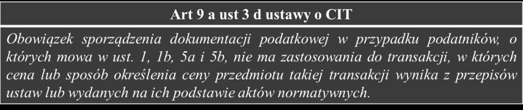 dokumentacji podatkowej na potrzeby cen transferowych.