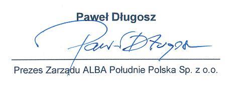 Po przeprowadzeniu analizy i oceny zgodności z ww. wymaganiami stwierdza się, że ALBA Południe Polska Sp. z o.o. spełnia wszystkie obowiązujące ją wymagania formalno-prawne i inne, dotyczące Systemu Prawnego Ochrony Środowiska.