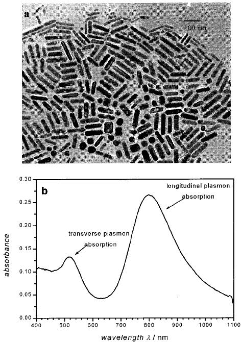 Pasma plazmonowe nanocząstek o kształcie wydłużonym Au Widmo absorpcji nanocząstek złota