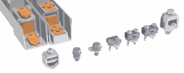 443 Type 443 fuse rails, NH-00, 60 A, 85 mm busbars spacing Typ 443 podstawy bezpiecznikowe listwowe, NH-00 60 A na rozstaw mostu szynowego 85 mm 4 2 3 6 7 8 5 XX Code XX kod Type of clamp Typ