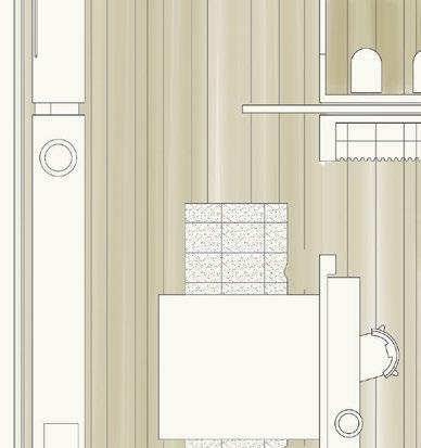 Oddzielone drzwiami pomieszczenia harmonijnie łączą się razem. Użytkownicy mogą cieszyć się naturą i wodą w przestrzennym pomieszczeniu łazienkowo-domowym.