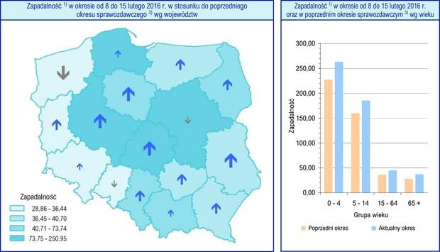 GRYPA I PODEJRZENIA ZACHOROWAŃ NA GRYPĘ: OGÓŁEM Ogółem w Polsce Mazowieckie 2016 ( dane do 31 III 2016) 1805576 282654 2015 3843438 678957 2014 3137056 568903 Tabela 1 opracowanie własne na podstawie