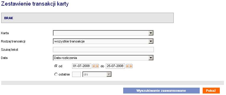 48. Zestawienie transakcji W systemie ING BusinessOnLine jest dostępna funkcja prezentowania rozliczonych transakcji dokonanych daną kartą debetową.