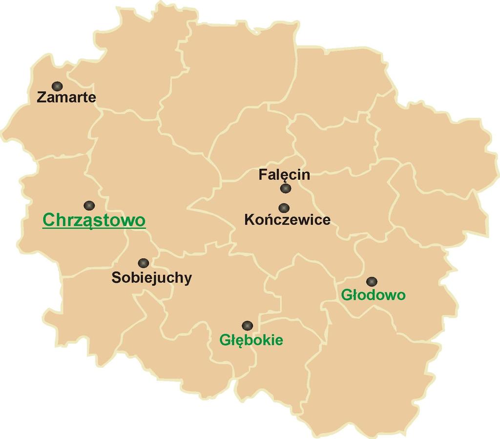 Punkty doświadczalne PDO w województwie kujawsko-pomorskim 1. SDOO w Chrząstowie - 89-100 Nakło nad Notecią 2. ZDOO w Głębokim - 88-121 Chełmce 3. ZDOO w Głodowie - 87-600 Lipno 4. HR Strzelce sp.