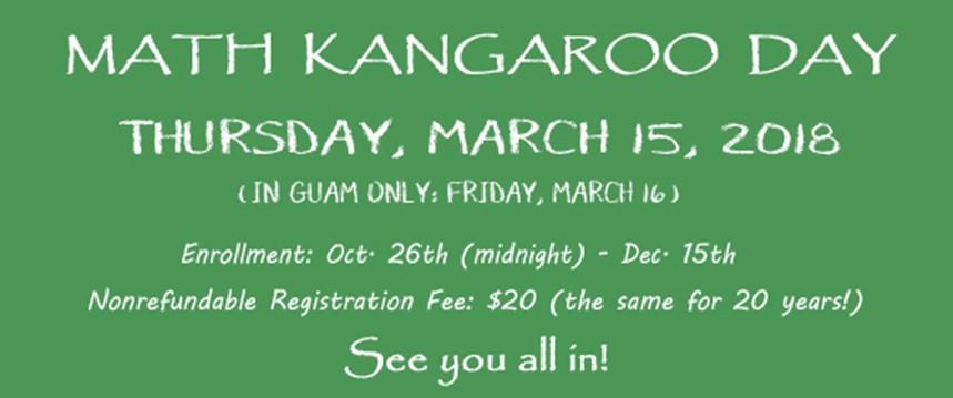 http://mathkangaroo.com Z przyjemnoscia informujemy ze rejestracja do konkursu matematycznego KANGUR rozpoczela sie 26 pazdziernika.