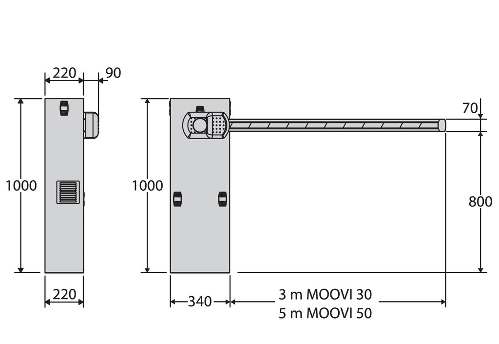 ochrony ALPHA BOM 230 V Rodzaj wyłącznika krańcowego Warunki otoczenia 60 60 60 60 30S INOX RAL RMM RMM RAL 3m ALPHA BOM Zasilanie silnika