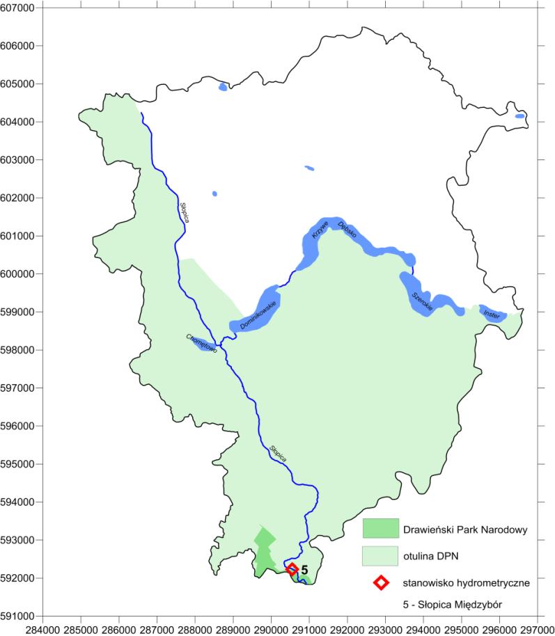 Zlewnia Słopicy powierzchnia [km 2 ] długość głównego cieku