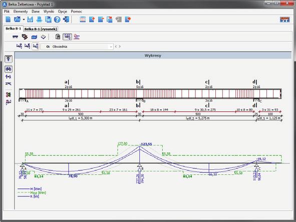 Belka analiza statyczna belek wieloprzęsłowych, wbudowane biblioteki profili stalowych, generator przekrojów