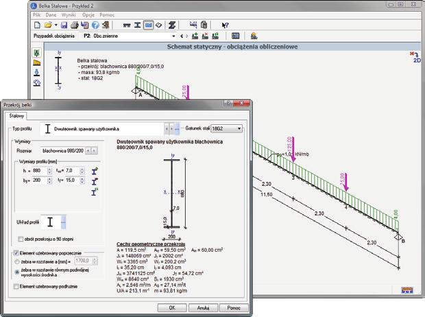 KONSTRUKCJE STALOWE Kalkulator Elementów Stalowych wymiarowanie różnych elementów stalowych - belek