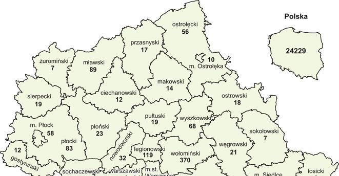 powiatach wołomińskim (370) i piaseczyńskim