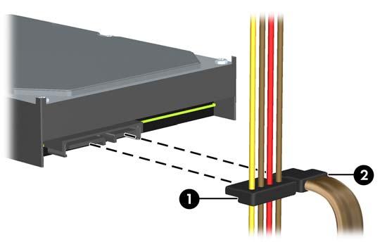 Odłącz kabel zasilający (1) i kabel transferu danych (2) od złączy z tyłu dysku
