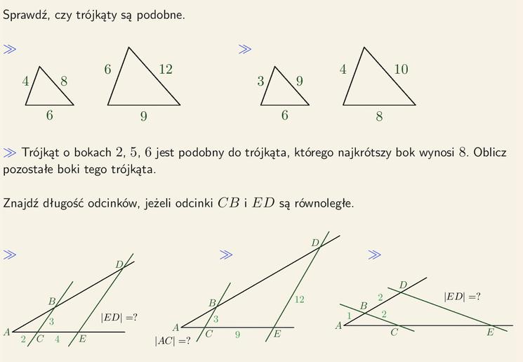 IX. Trójkąty podobne rozpoznawać trójkąty podobne, wykorzystywać cechy podobieństwa trójkątów 1. Pole prostokąta jest równe 40.