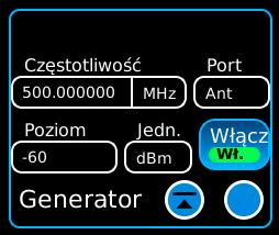 2-5-2. TEST TYPOWEJ INSTALACJI POJAZDOWEJ (ciąg dalszy) 4. Wybrać następujące ustawienia: Port Częstotliwość Poziom ANT Żądana częstotliwość Żądany poziom częstotliwości 5.