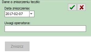 Dla teczki ze statusem wypożyczonej po naciśnięciu przycisku [Oddaj] system upewni się czy dokonać zwrotu: a następnie po uzyskaniu potwierdzenia informacje o wypożyczeniu zostają skasowane w danych