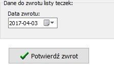 W etapie pierwszym należy wskazać na liście pozycje, które chcemy zatwierdzić do zwrotu.