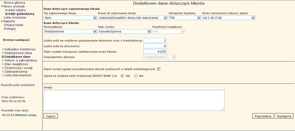 3. Dodatkowe dane dotyczące klienta Na ekranie Dodatkowe dane dotyczące klienta uzupełniane są dane dotyczące m.